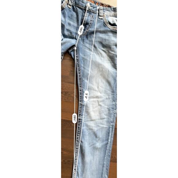 Rock Revival Brayen Straight Mens Size 36x 29 Distressed Embroidered Contrast - Picture 15 of 15